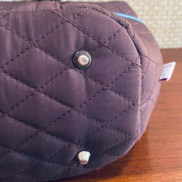 🌟HP🌟NWOT Brown & Blue Polka Dot Quilted Tote Bag by Belvah - Picture 11 of 13